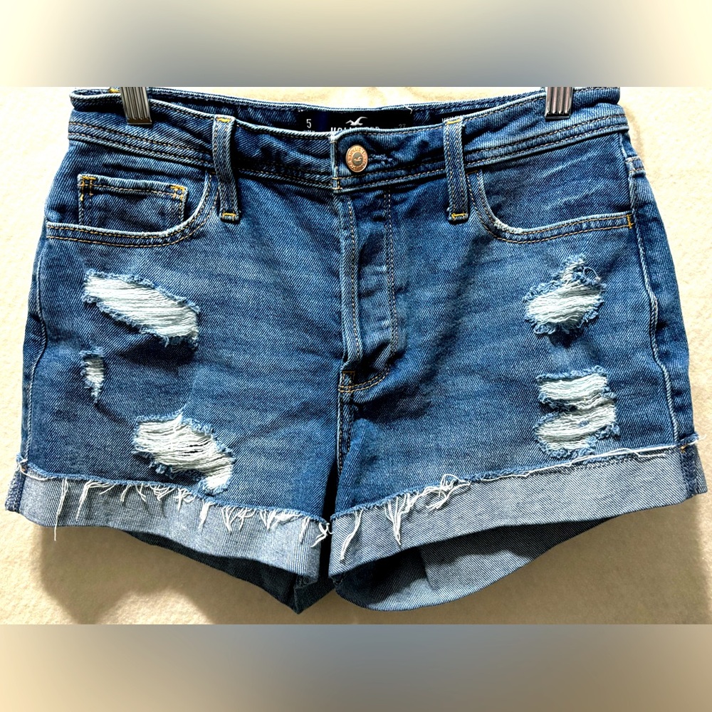 Denim Hollister High Rise Mom Buttoned Shorts
